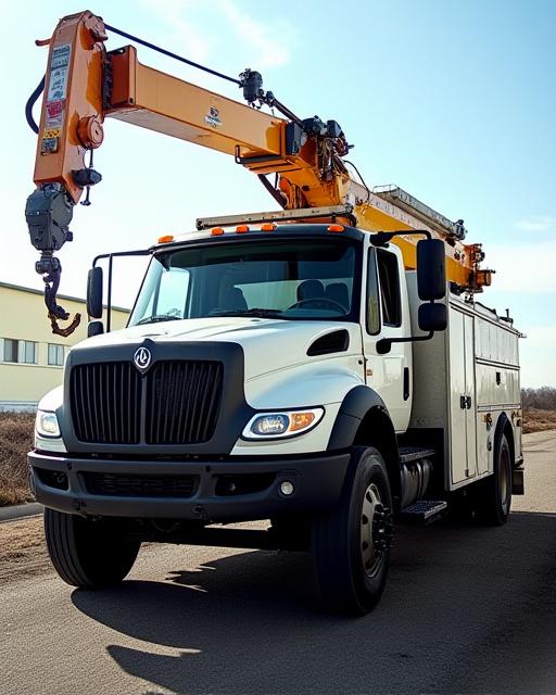 Service truck with mounted crane installation