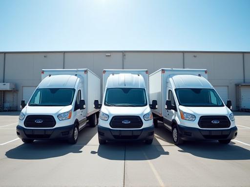 Line of three fleet vehicles recently serviced